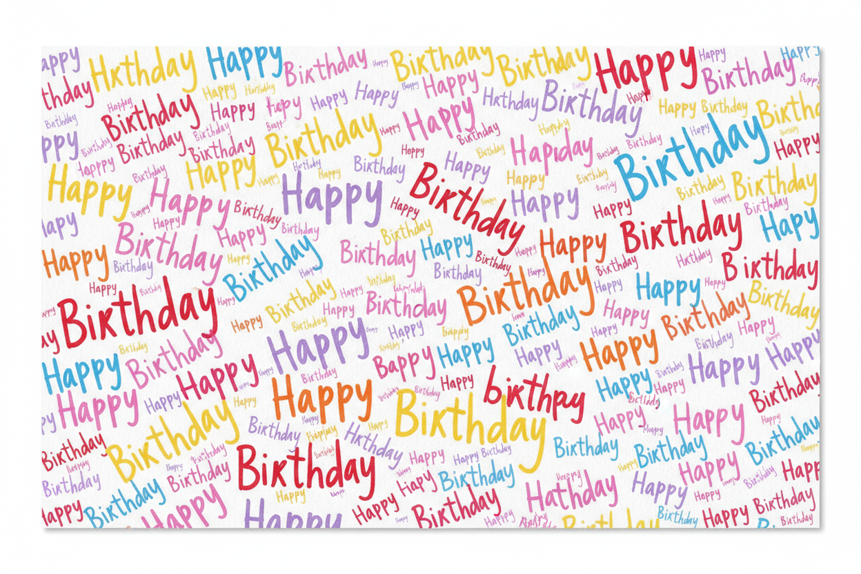 Happy Birthday Card - Flower Field Text Pattern