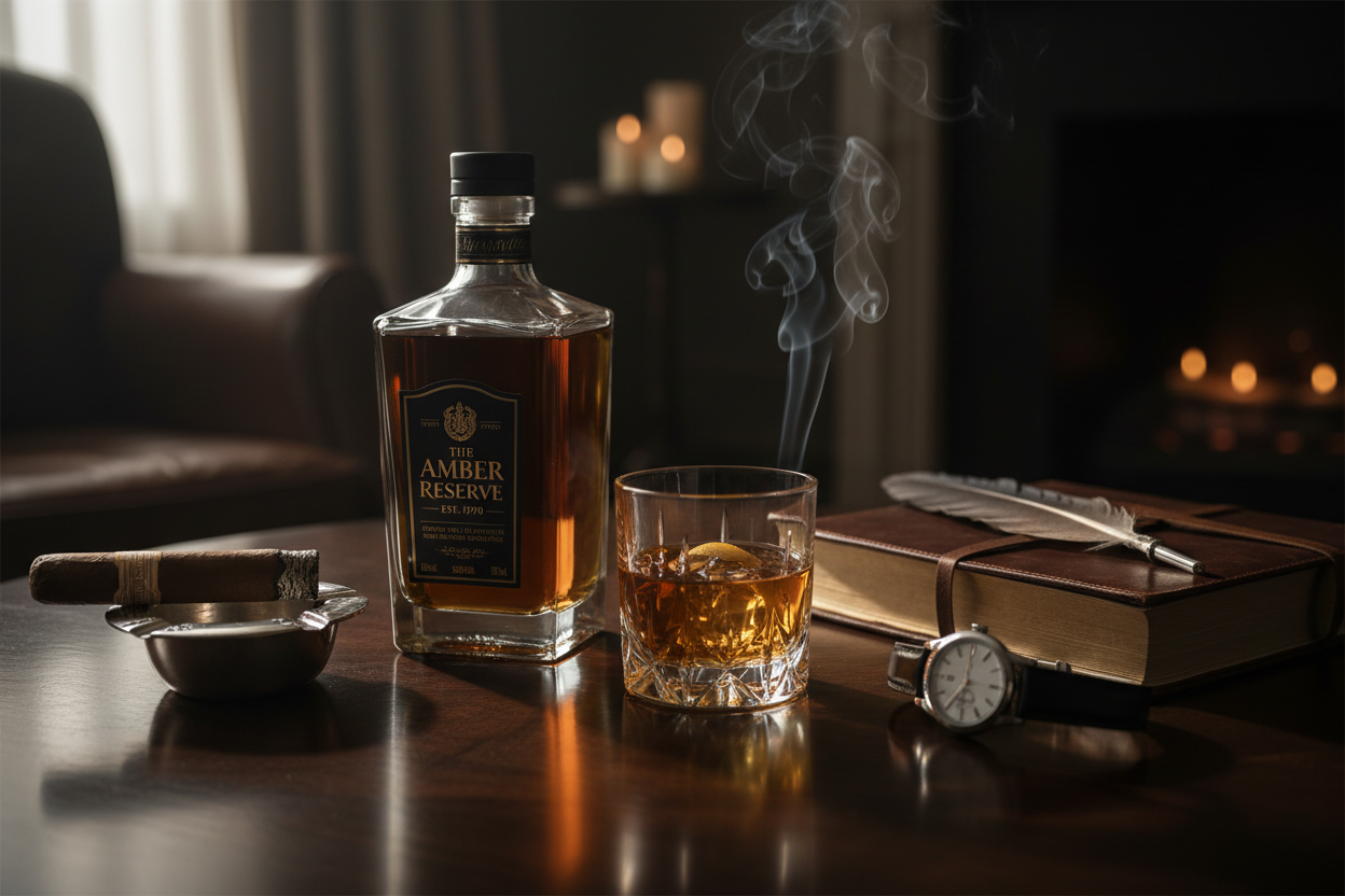 Sophisticated whiskey and cigar birthday
