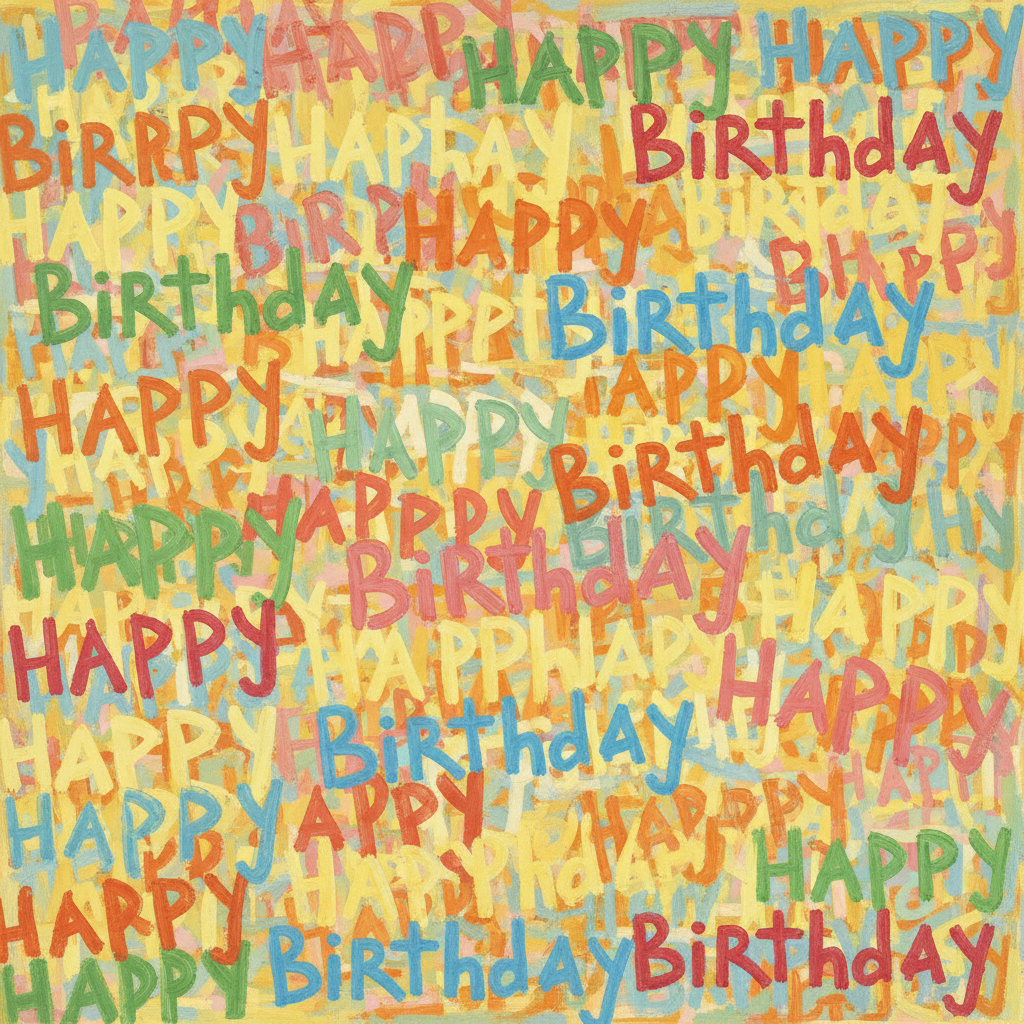 Painted birthday card filling entire space