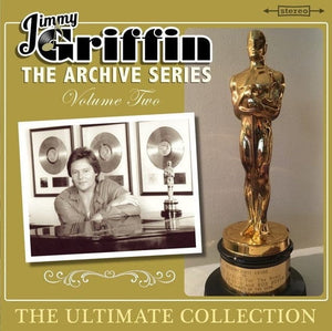Image of a Wraysong Records alume cover. The border of The Archive Series Volume Two is mustard and features a black and white image of Jimmy Griffin beside an Academy Award Trophy.